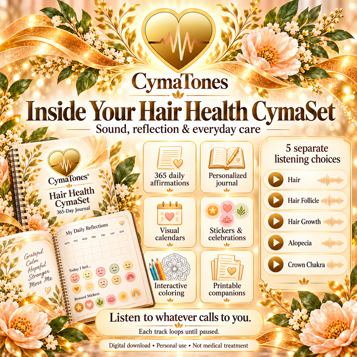 Hair Health CymaSet | 5 Audio Tracks & 365-Day Interactive Wellness Journal