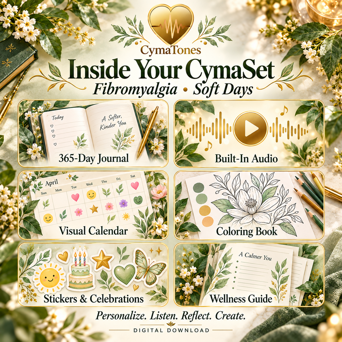 Soft Days CymaSet | Fibromyalgia Wellness Audio & 365-Day Interactive Journal