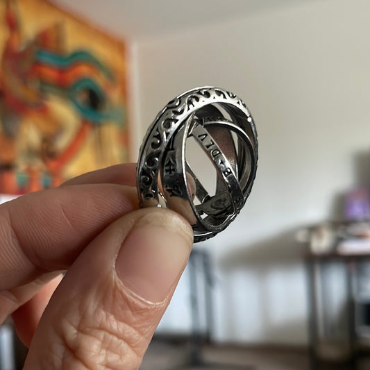 Zodiac Archangel Engraved Geometric Ring