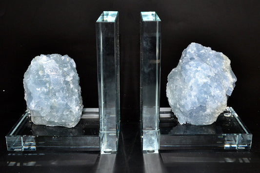 (set of 2) Blue Calcite book ends