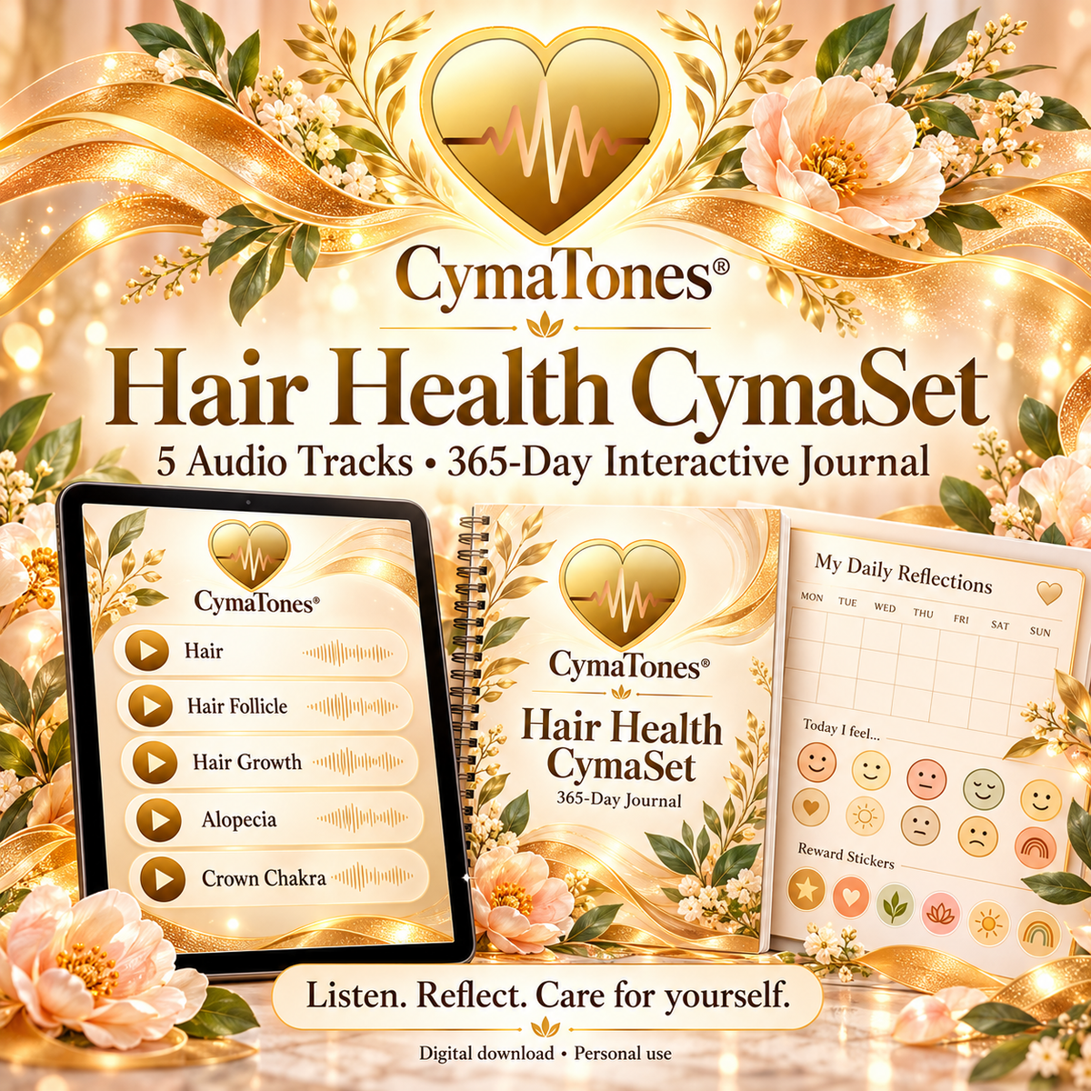 Hair Health CymaSet | 5 Audio Tracks & 365-Day Interactive Wellness Journal