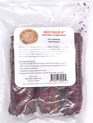 (set of 3) White Sage Dragon's Blood Sage smudge stick 4"