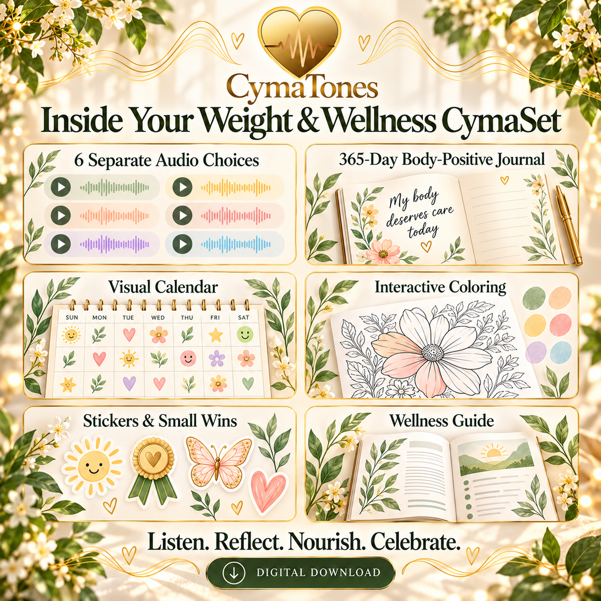 Weight & Wellness CymaSet | 6 Audio Tracks & 365-Day Body-Positive Journal